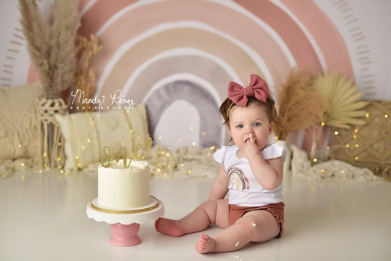 baby photo with Kate Boho Rainbow Backdrop Designed by Mandy Ringe Photography