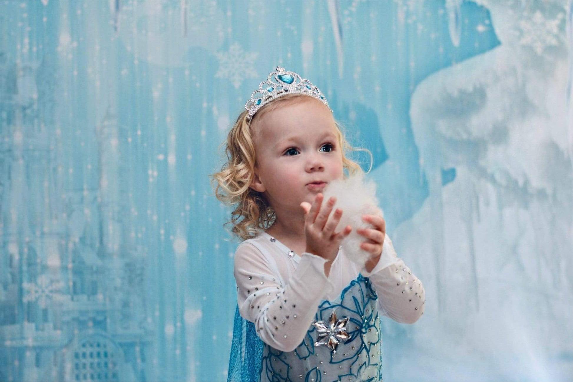 girl's Ailsa-look Christmas photo with Kate Winter Ice Frozen Snow Castle/Christmas Backdrop Designed By Jerry_Sina