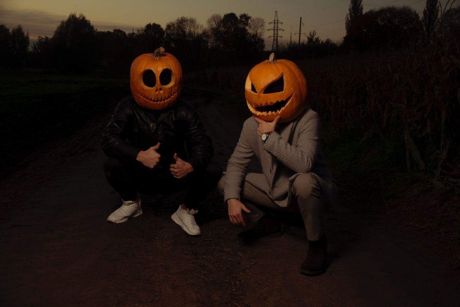 pumpkin head photo of two men