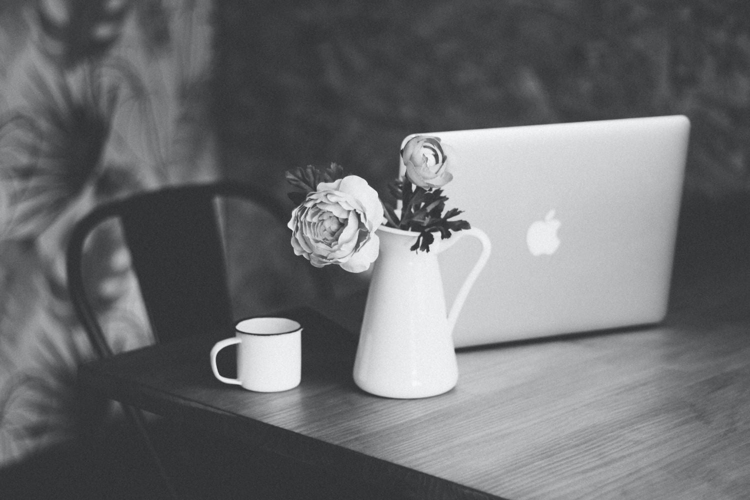 black and white working corner photo