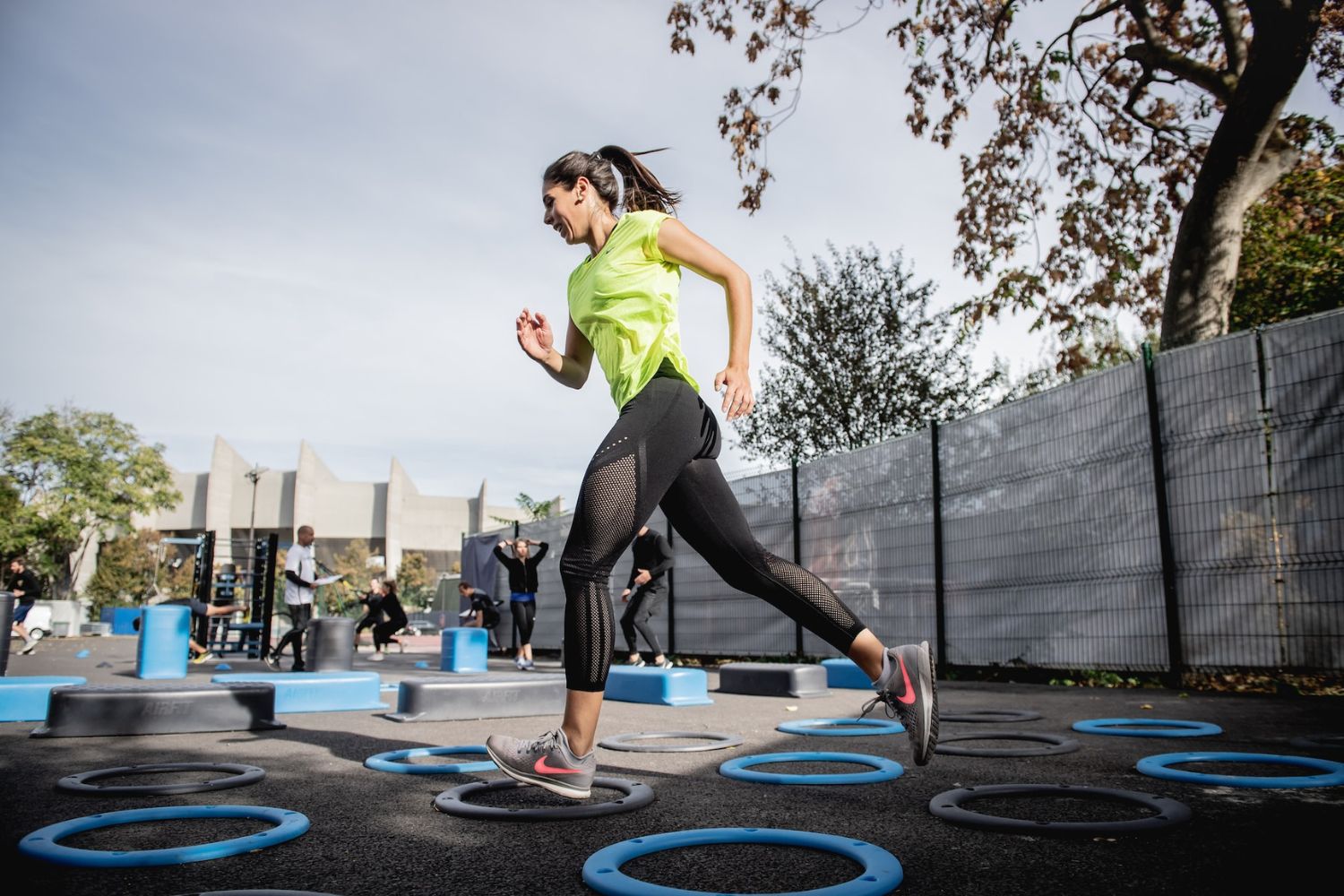 woman doing outdoor sports in park 