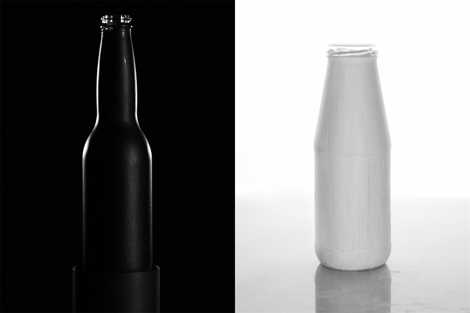 black bottle and white bottle