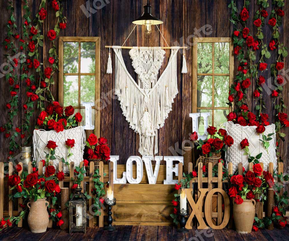 Kate Valentine's Day Backdrop Boho Spring Window Rose