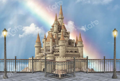 Kate Birthday Backdrop Castle Outdoor Lamps Rainbow Designed by Chain Photography