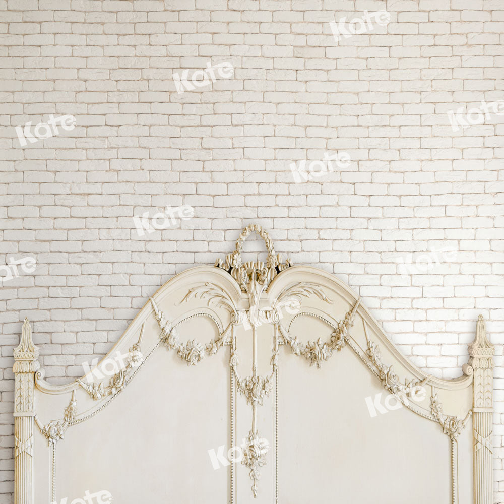 Kate Half Brass Bed with Ivy Headboard Brick Wall Backdrop Designed by