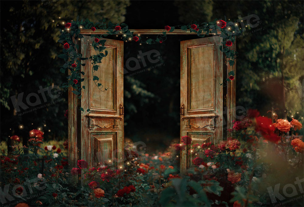 Kate Valentine's Day Night Rose Garden Door Backdrop for Photography –  Katebackdrop