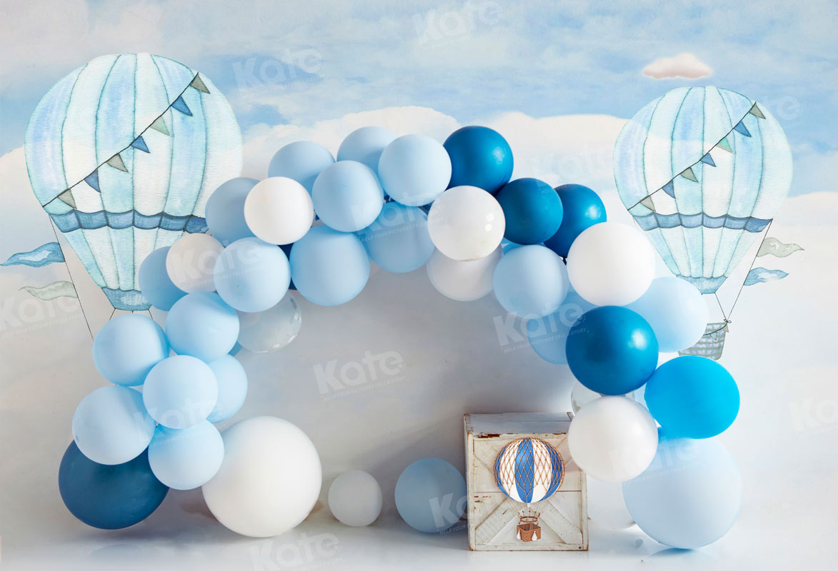 Kate Pastel Clouds Balloons Backdrop for Photography