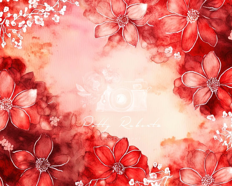 Kate Red Vintage Flower Backdrop Designed by Patty Robert – Katebackdrop