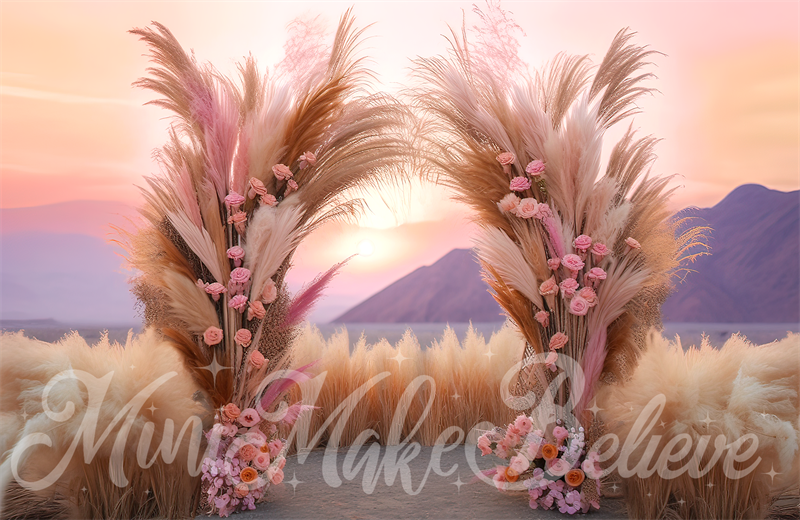 Kate Painterly Fine Art Fun Tropical Flower Balloon Arch Watercolor Wall  Backdrop for Photography