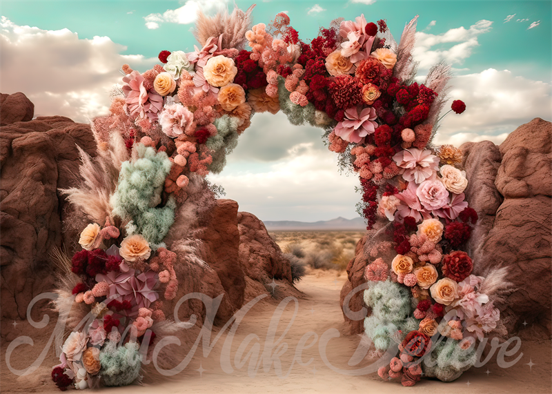 Kate Painterly Fine Art Fun Tropical Flower Balloon Arch Watercolor Wall  Backdrop for Photography