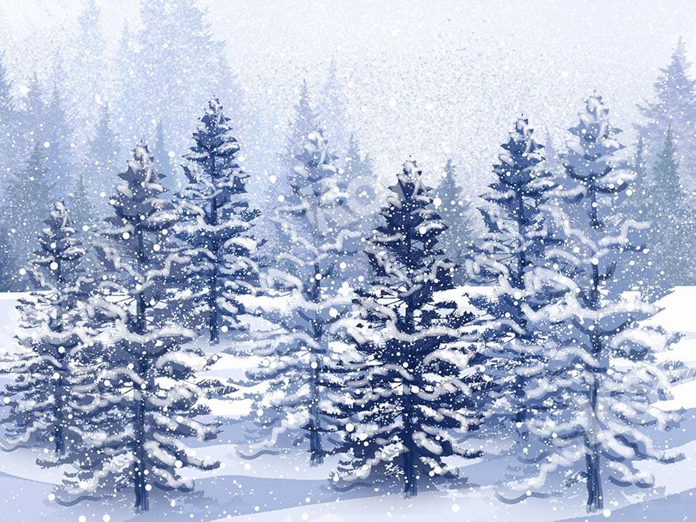 Kate Winter Xmas Backdrop Snow Forest For Photography Katebackdrop
