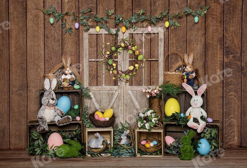 Kate Easter Bunny Egg Wood Door Backdrop Designed by Emetselch