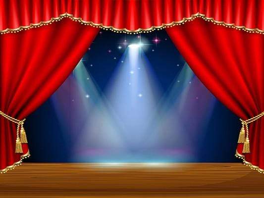 Kate Red Curtain Stage Blue Background Light Backdrop – Katebackdrop