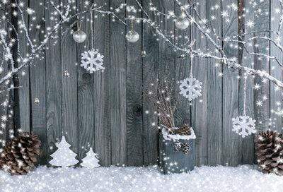 Kate Gray Wooden Background snowflake Outdoor decoration Christmas backdrop