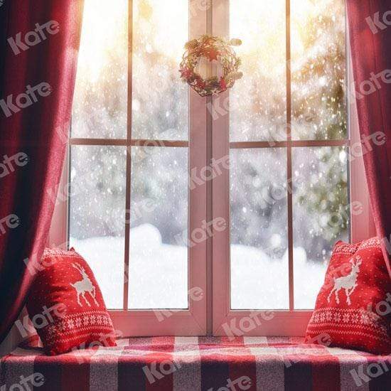 Kate Christmas Snow And Sunshine Outside Window Backdrops for Photogra