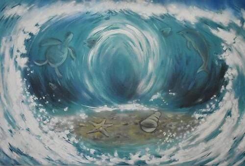 Katebackdrop£ºKate Blue Undersea Swirl Wave Painted Backdrop for Photography