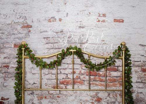 Kate Full Brass Bed Headboard Brick Wall Backdrop for Photography Desi