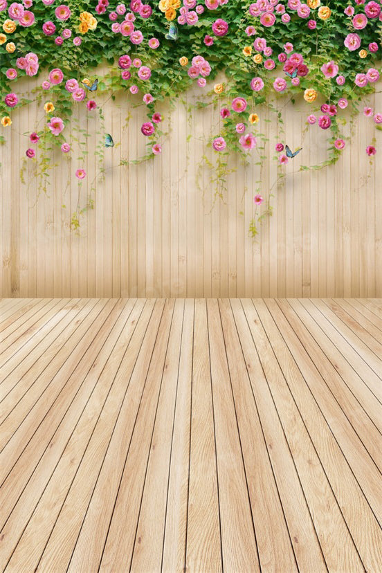 Kate Flower Backdrop wood Floral Background photography – Katebackdrop