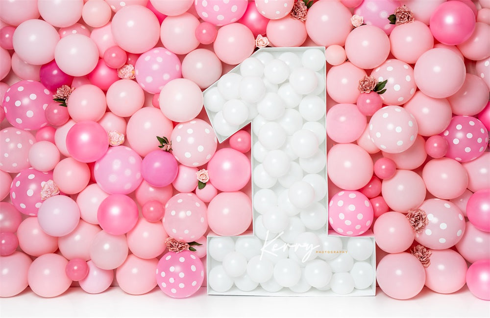 Kate Pink Balloon Wall Backdrop First Birthday Floral for Photography –  Katebackdrop