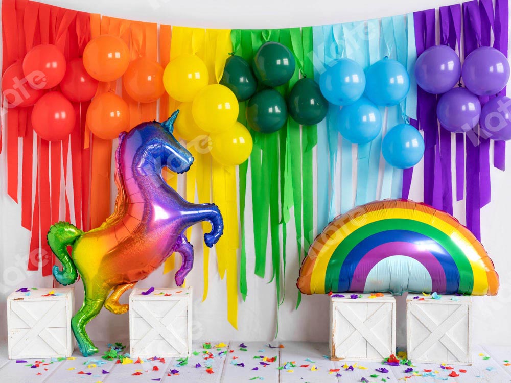 Kate Rainbow Unicorn Backdrop Birthday Balloon for Photography –  Katebackdrop