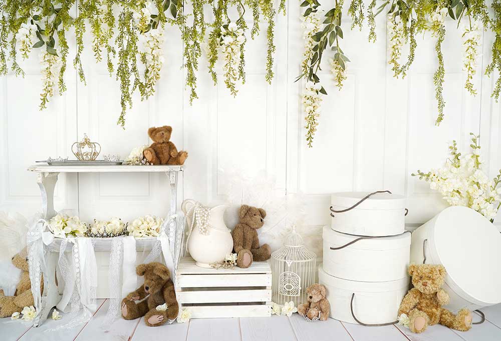 Kate Teddy Bear Vintage Florals Backdrop designed by Arica Kirby –  Katebackdrop