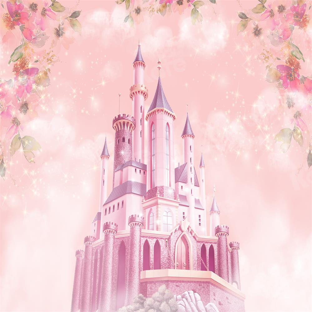 Kate Fairytale Backdrop Pink Castle with Flowers for Photography ...