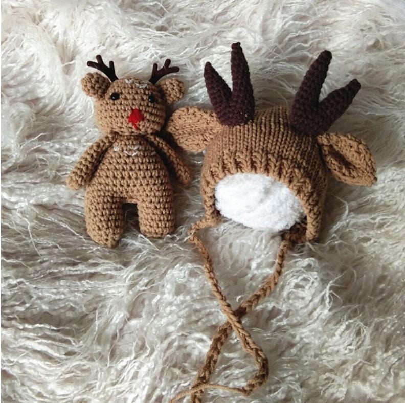 Studio Props Crochet Baby Outfit Christmas Raindeer Photo Props –  Katebackdrop