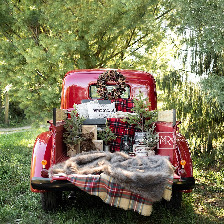 Kate Red Christmas Truck Backdrop for Photography