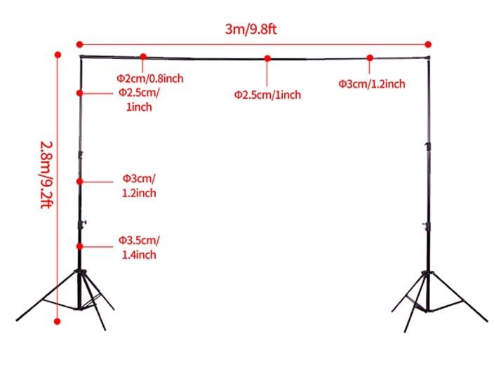 Kate 20x10ft (6x3m) Photography Backdrop Frame Stand Kit for Room Set  (including 8 clips + one carrying case)