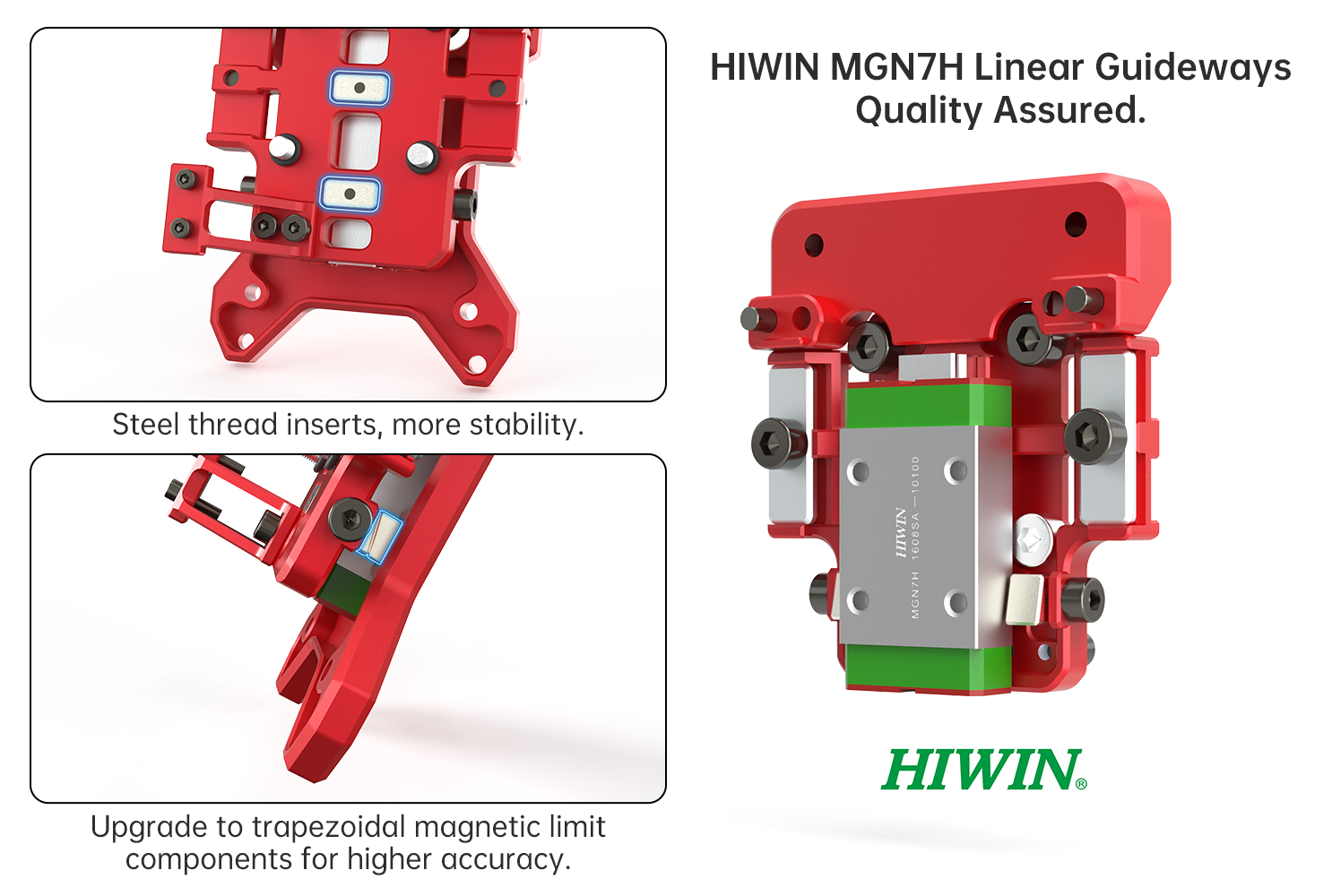 The CNC Voron Tap V2.0 is built with MGN7H linear guideways, and the quality is very good.