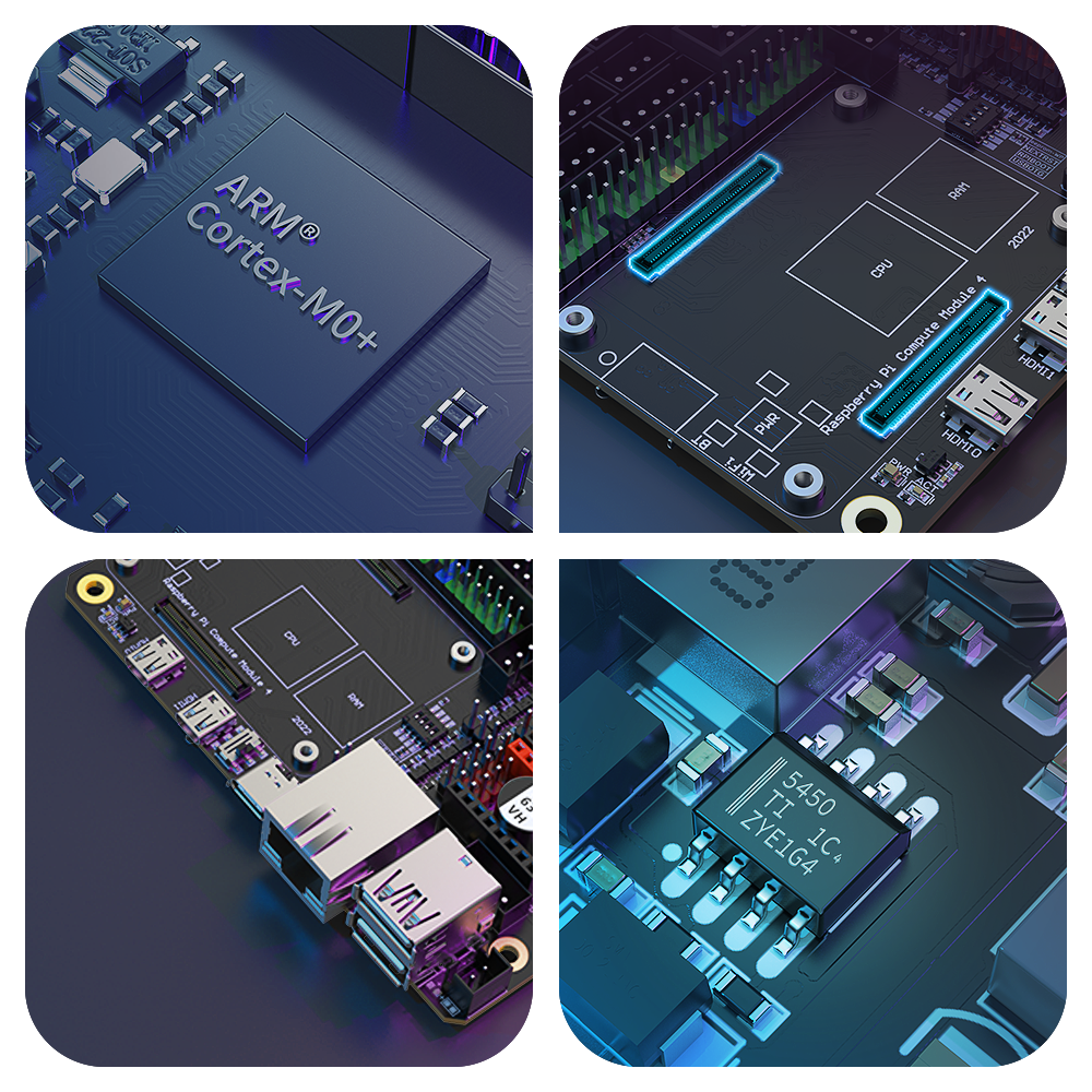 There is a Board-to-board connector, and it can fit all versions of CM4.