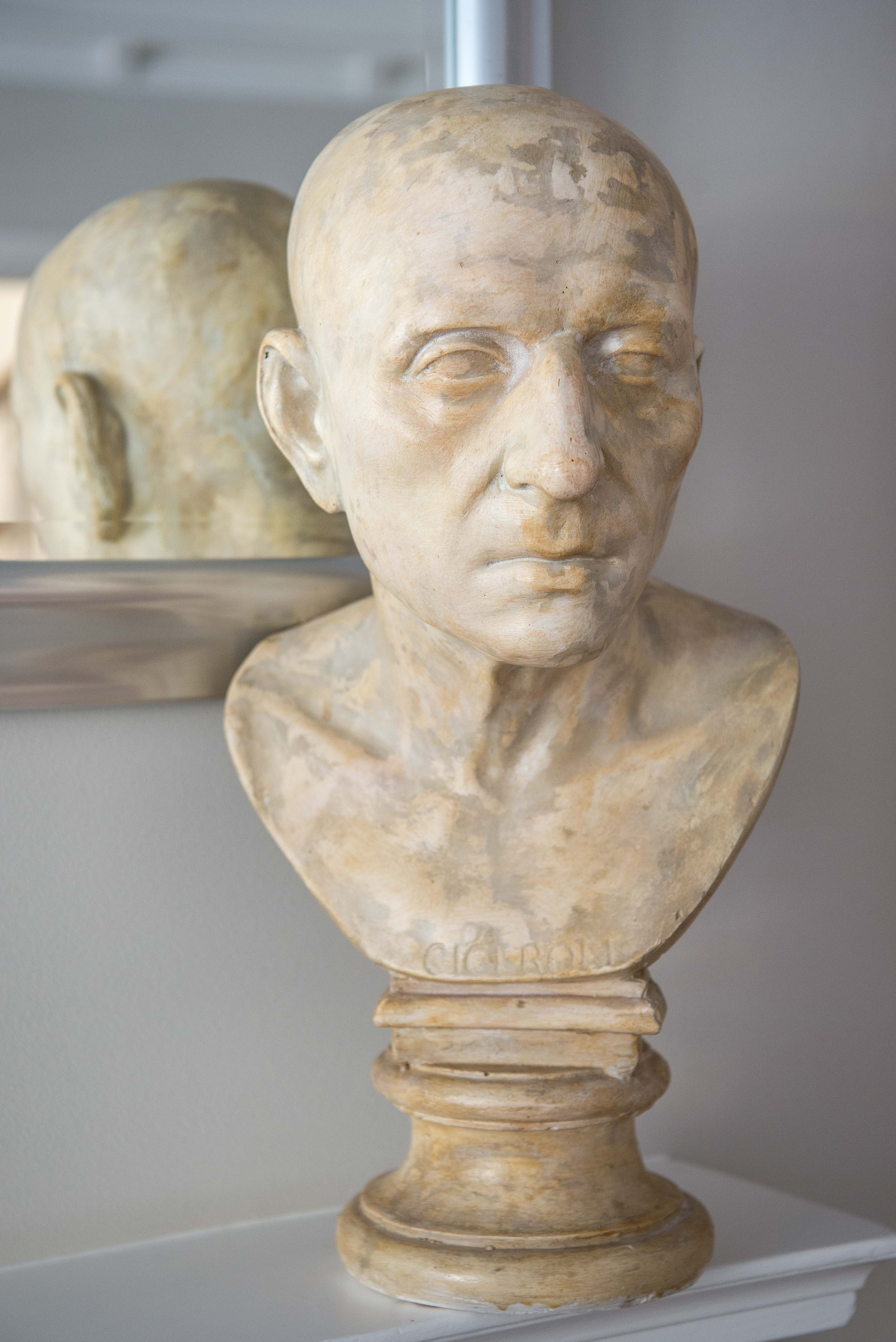 Striking Vintage Full Size Academy Plaster Bust Of Cicero. Circa 1930