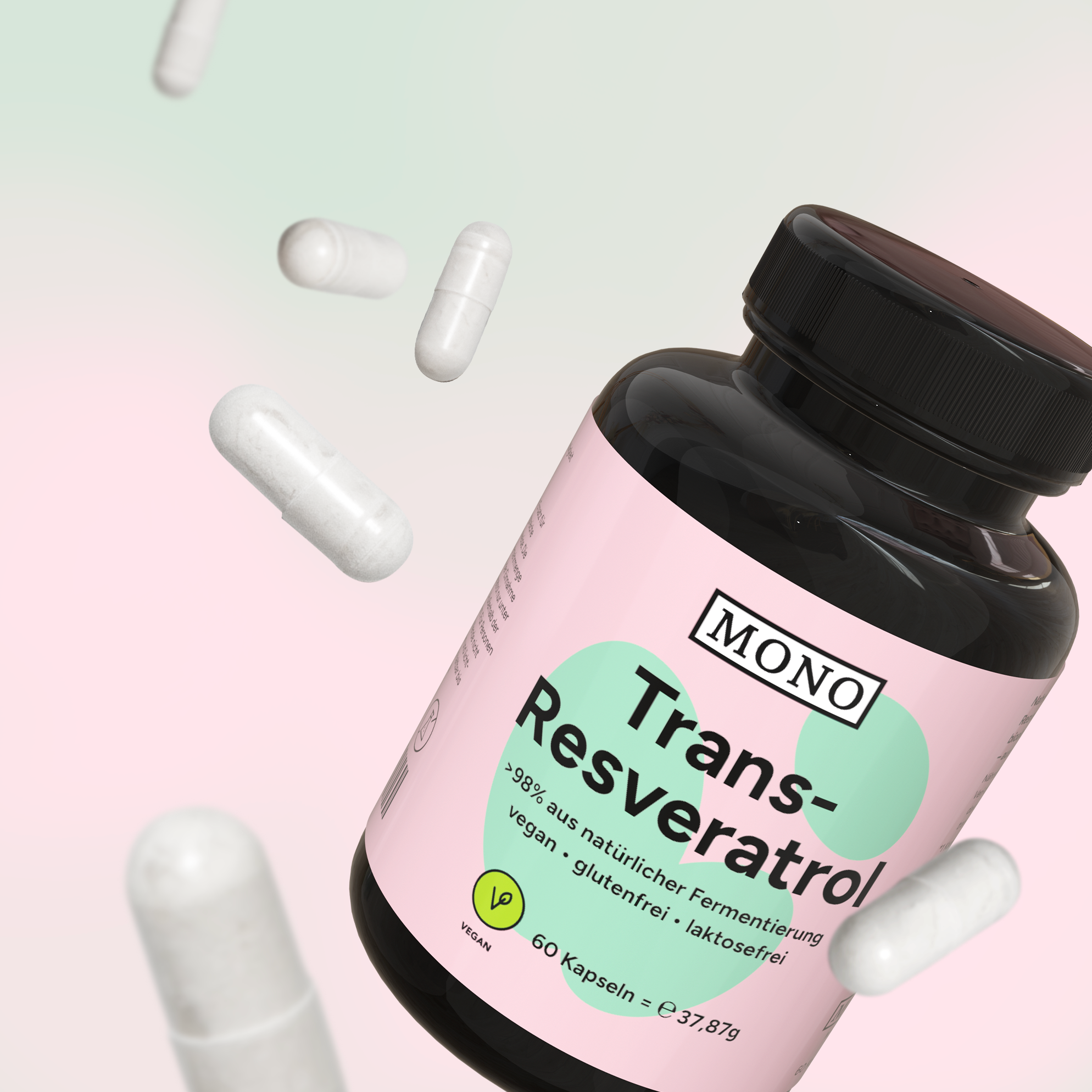 MONO Trans-Resveratrol Dose mit Kapseldarstellung