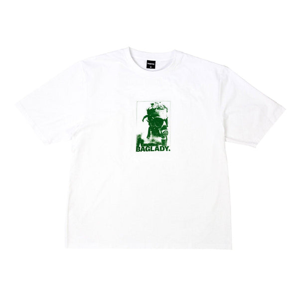 Baglady 'Gas Mask' T-Shirt (White) - CSC, Cardiff Skateboard Club - UK Skate Store