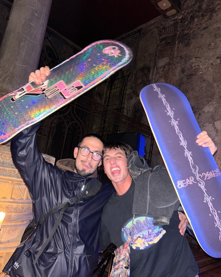 Bear Myles with his Yardsale pro decks at the YS3 Premiere - CSC, Cardiff Skateboard Club - UK Skate Shop