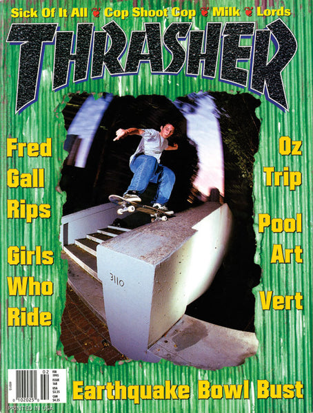 Fred Gall Hubba Hideout Switch 5-0 Thrasher February 1995 Cover - CSC, Cardiff Skateboard Club - UK Skate Store