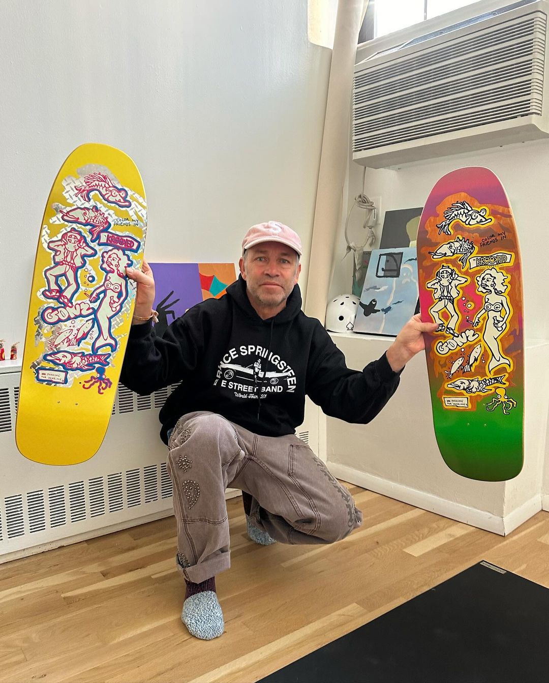 Mark Gonzales with his Colour My Friends Decks for Skate Shop Day 2024 - CSC, Cardiff Skateboard Club - UK Skate Shop