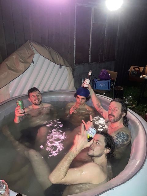 Hot guys in a hot tub