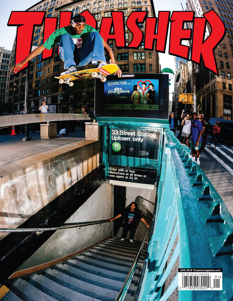 Tyshawn Jones Subway Ollie Thrasher Cover January 2019 - CSC, Cardiff Skateboard Club - UK Skate Store