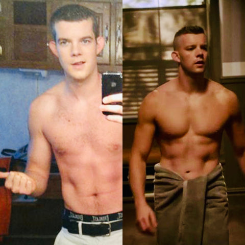 russell tovey skinny bod left ad right bulked up 