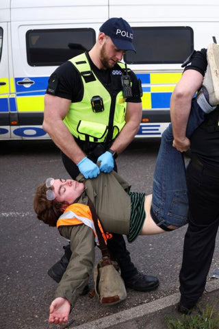 hot policeman removes protestor 