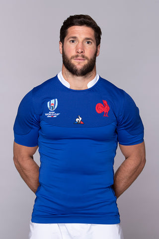 Maxime Machenaud blue top biceps pecs in shirt