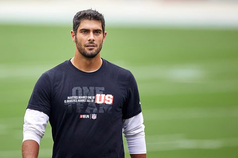 Jimmy Garoppolo dark tshirt white arms