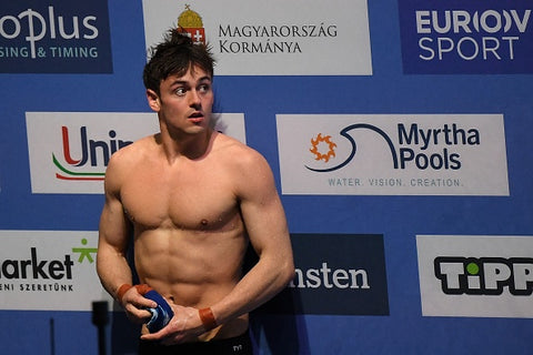 Tom Daley topless with pecs and abs