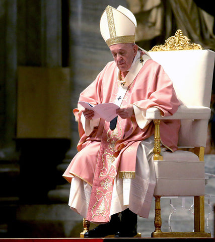 pope francis in pink ceremonial robes