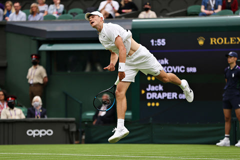 jack draper white tshirt white cap on court