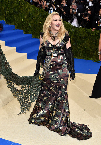 Madonna in camo dress at Met Gala awards 2017