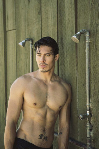 Lewis Tan topless in the shower