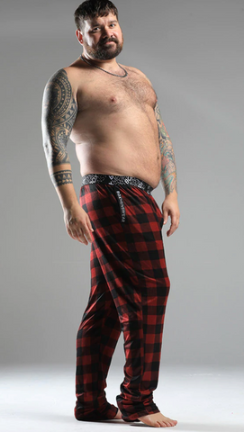 Box Model Stuart wearing Lumberjack Red Pyjama pants