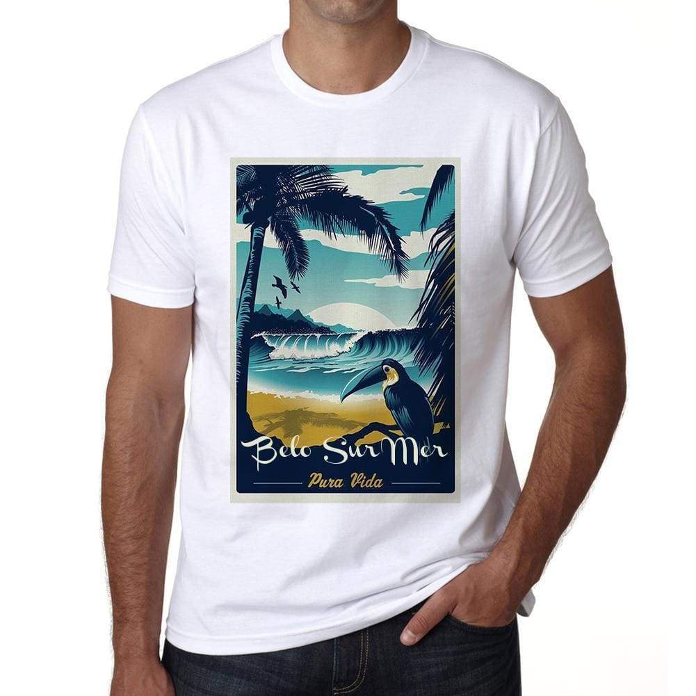 Belo Sur Mer Pura Vida Beach Name White Men S Short Sleeve Round Neck